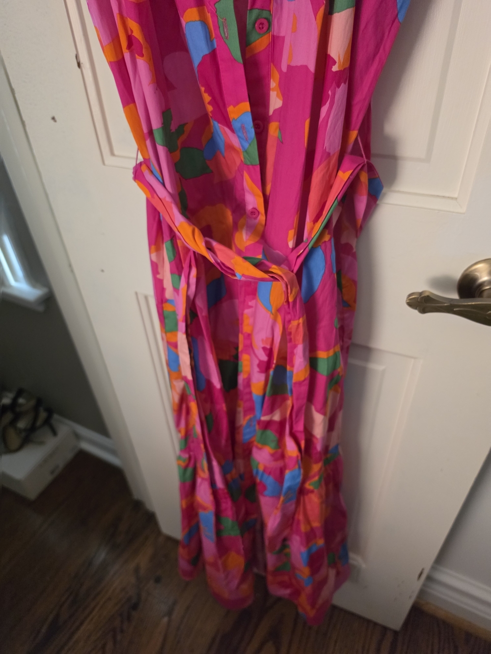 Sugarlips Fuchsia Floral Button-Front Maxi Dress